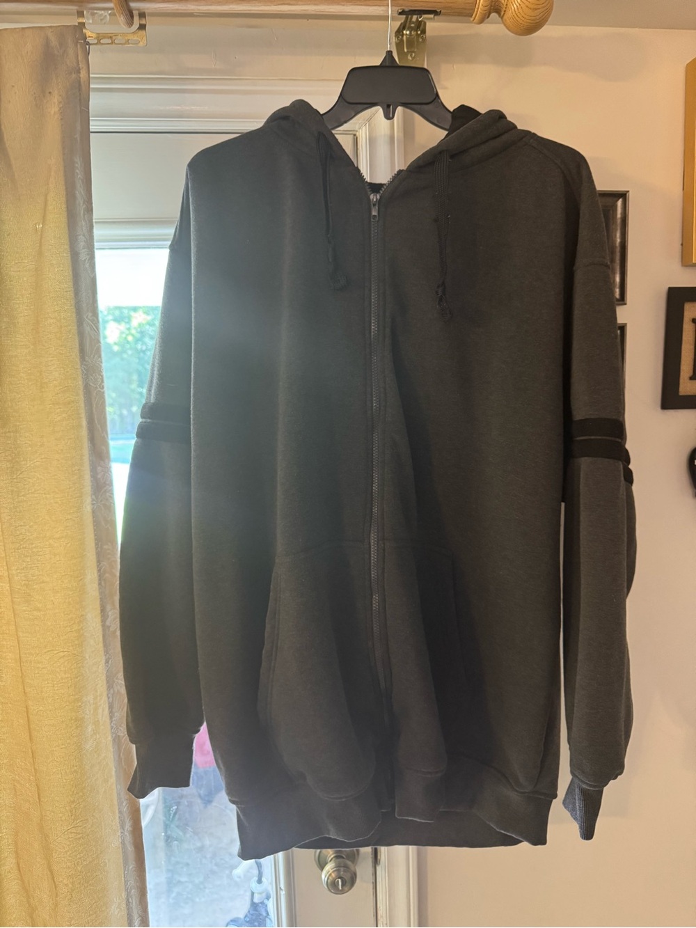 Big and Tall Men's Zip-Up Hooded Sweater - Charcoal Gray